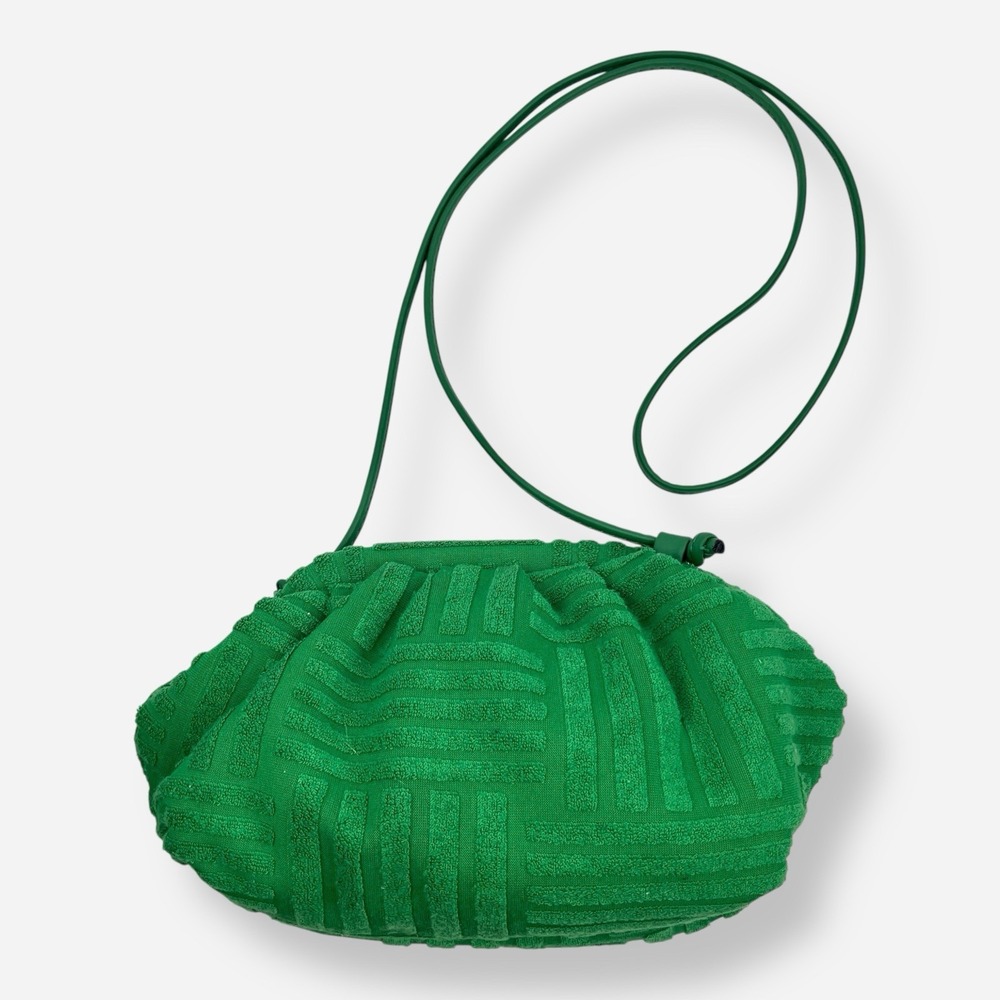 Kelly Green Terry Cloth Clutch Pouch Bag Shoulder Crossbody Strap‎